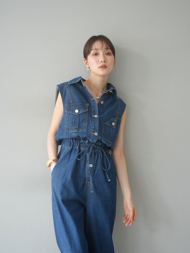 【預購】口袋設計牛仔連身衣/藍色