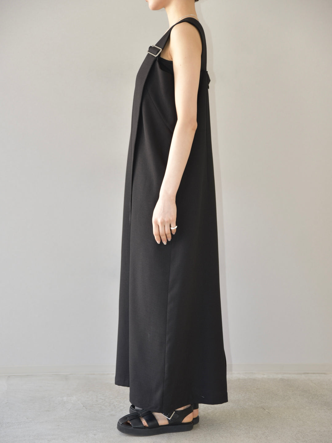 [予約]SLUB YARN ASYMMETRY DRESS/BLACK