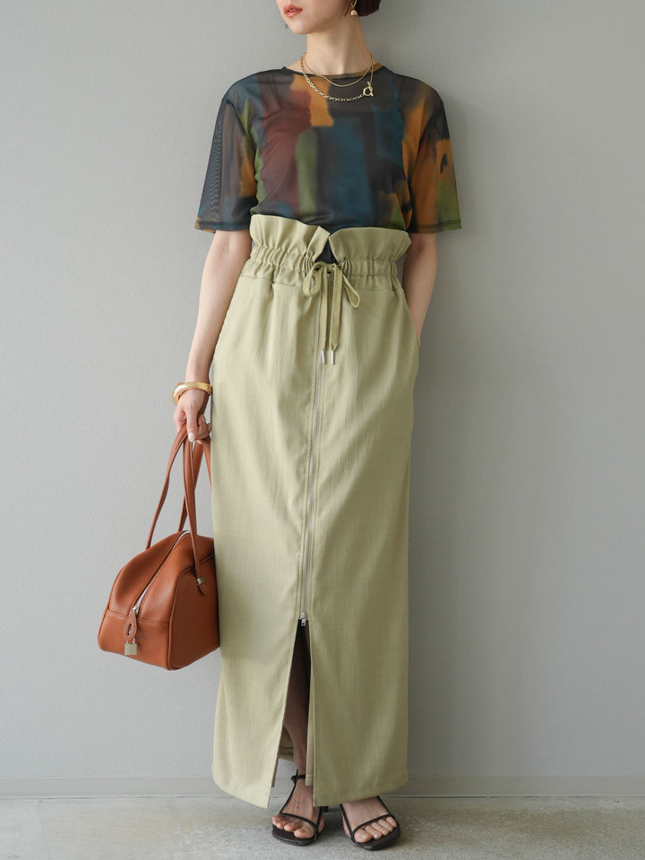 [套裝] 水彩藝術透視T卹 + Heather Ester 褶皺拉鍊裙 (2套)