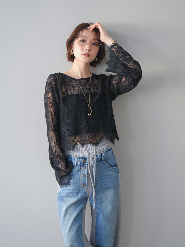 [SET]2WAYスリーブレーストップス+2WAYスリーブレーストップス(2set)