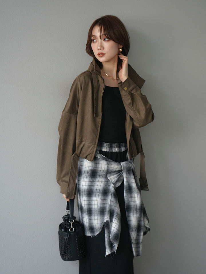 [予約]スエードバルーンショートブルゾン/khaki