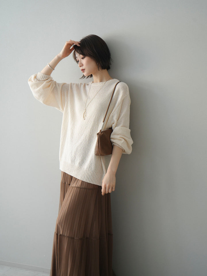 [予約]バックシアーフラワーレースニットプルオーバー/ivory