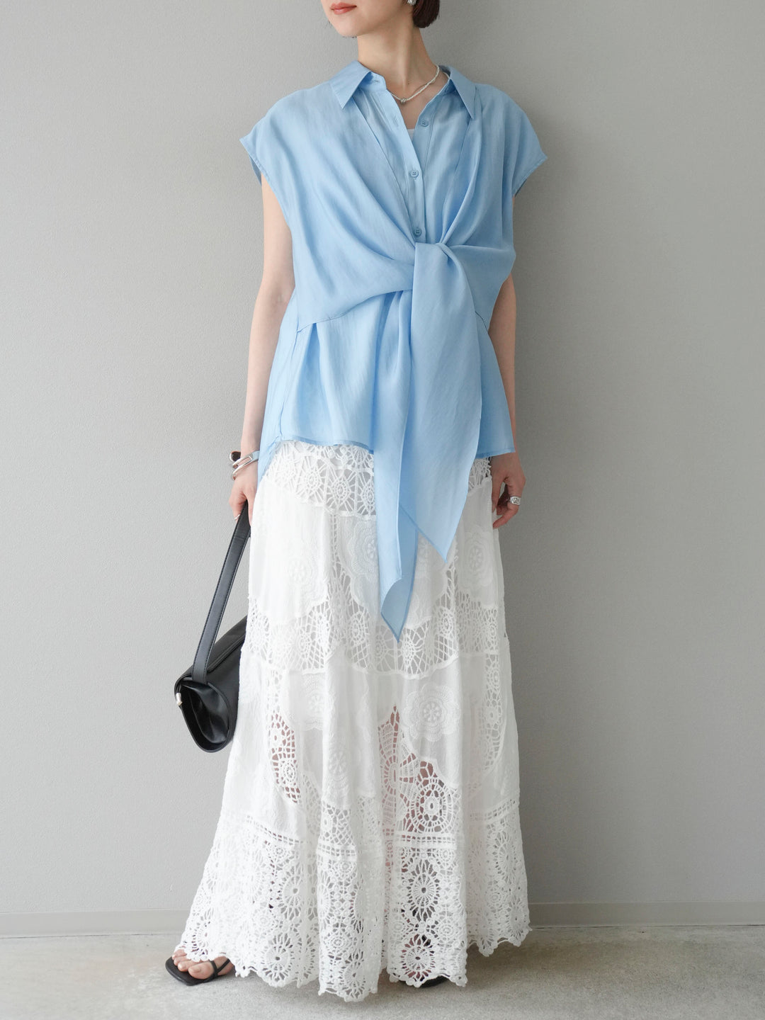 [予約]フロントタイシアーブラウス/ブルー