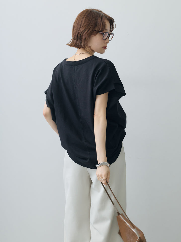 [SET]スキッパードルマンカットソー+ポーチベルト付サイドビジュータックワイドパンツ(2set)