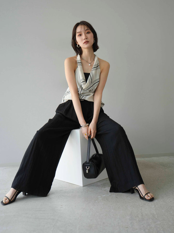 [予約]ロープ柄リネンタッチノースリブラウス/アイボリー