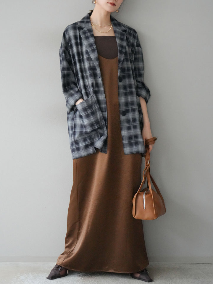 [予約]サテンキャミワンピース/ブラウン