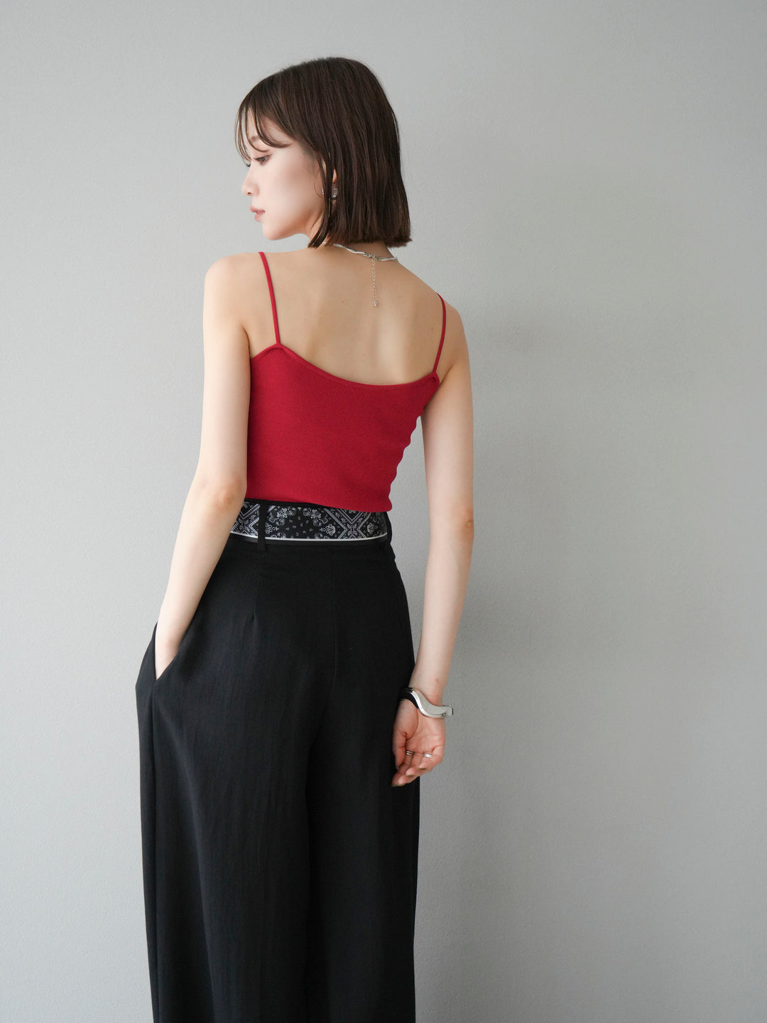 [予約]レーヨンニットキャミソール/レッド