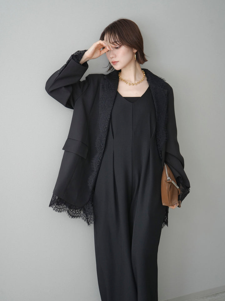 [予約]レースドッキングオーバージャケット/black