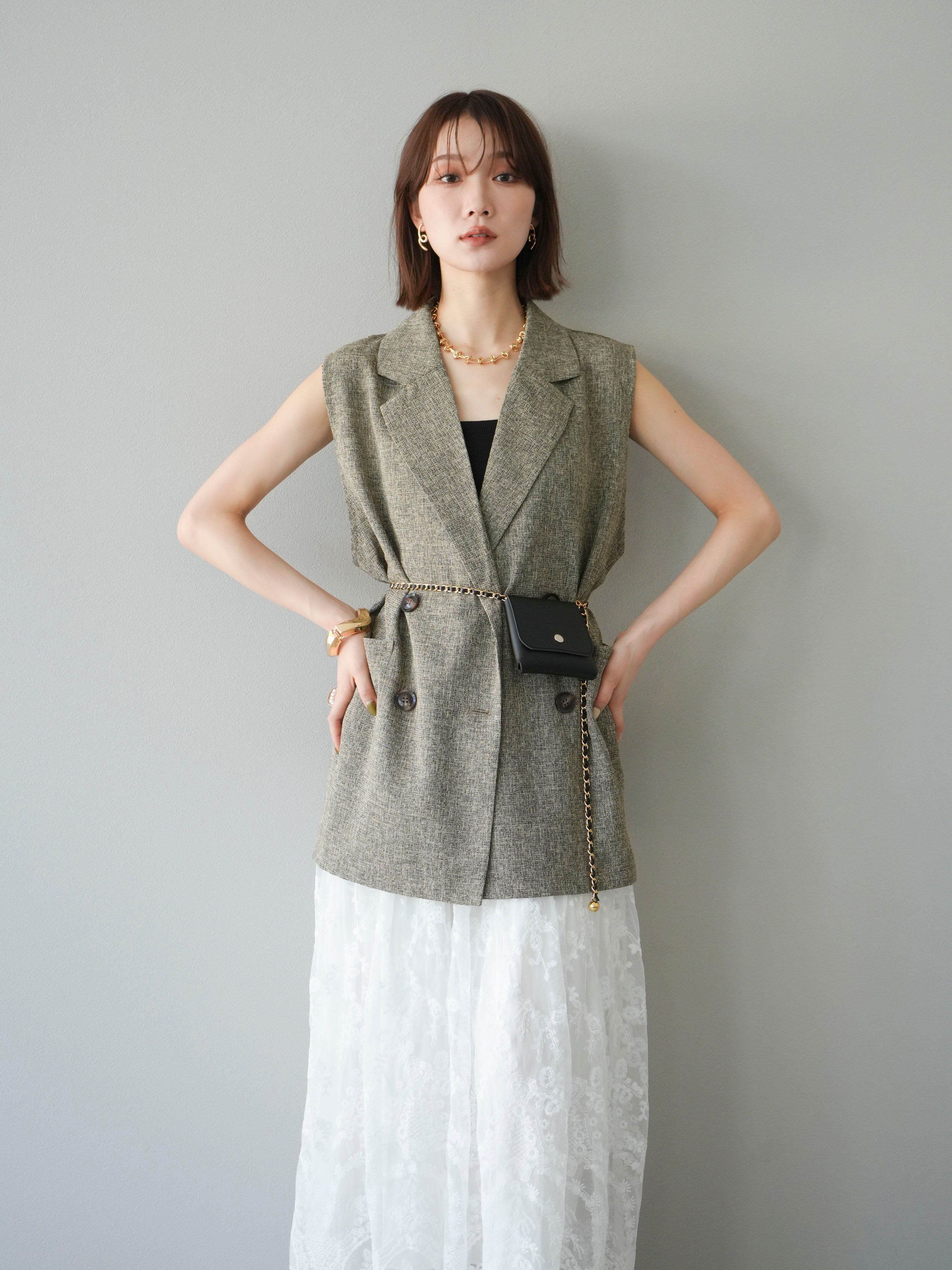 予約]ミックスツイードジレ/ブラウン – Lumier