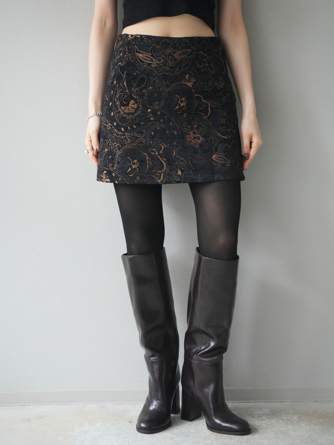 [予約]ジャガードミニスカート/black