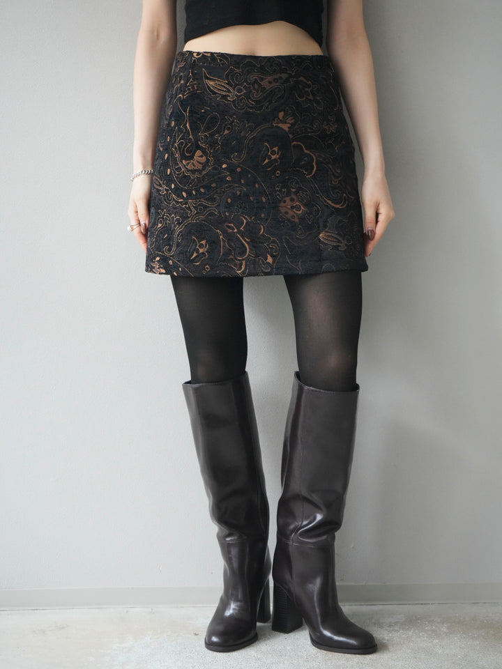 [予約]ジャガードミニスカート/black