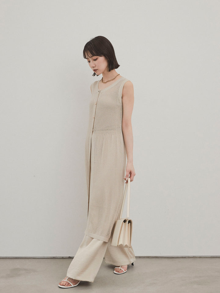 [予約]アソートボタンニットロングジレ/ベージュ