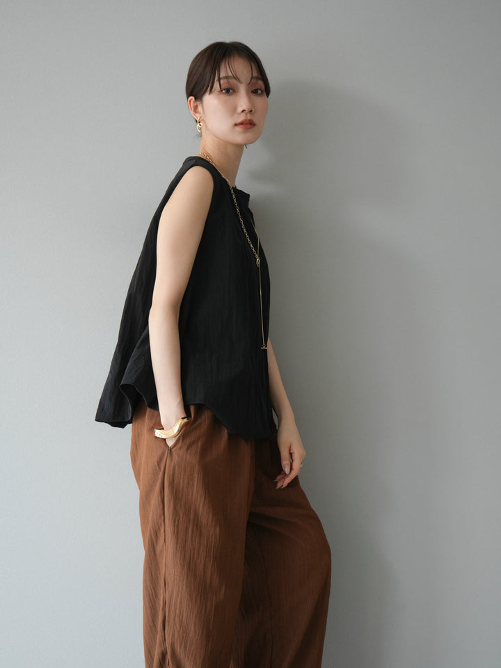 [預購] 墊圈塔夫綢氣球襯衫/黑色
