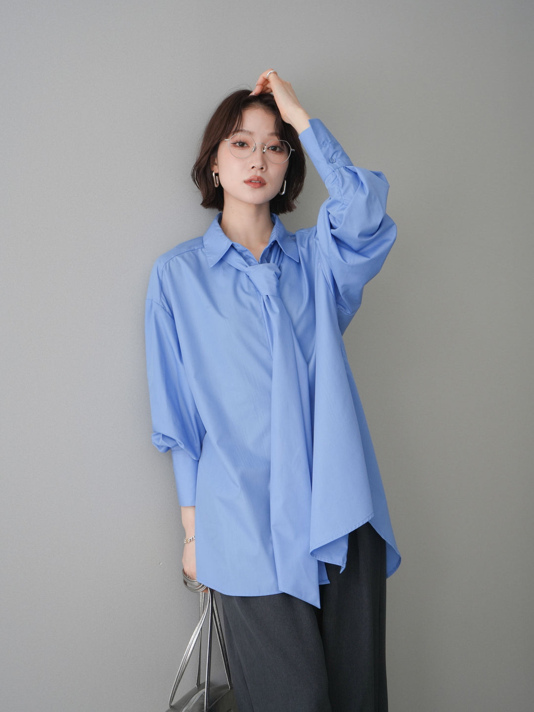 [SET]ボウタイ付オーバーシャツ+選べるアクセセット(2set)