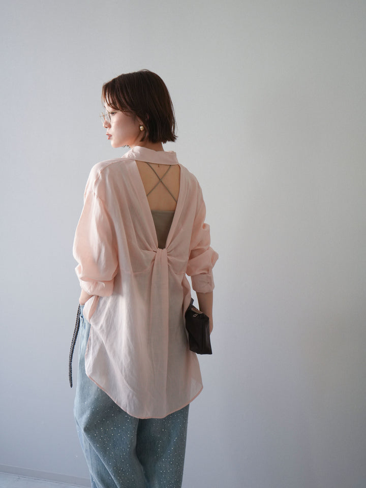 [予約]バックオープンツイストシャツ/pink