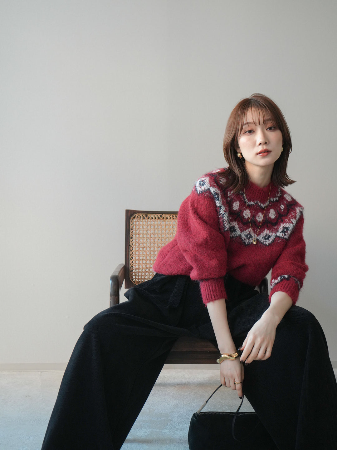 [SET]ソフトタッチ求心柄ニットプルオーバー+ソフトタッチ求心柄ニットプルオーバー(2set)