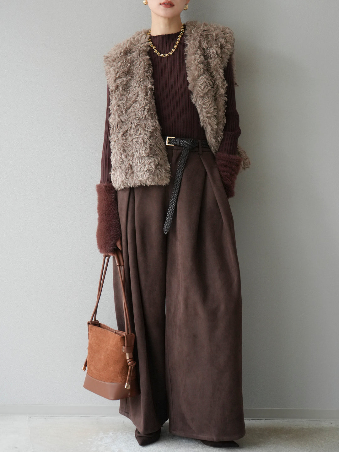 [予約]プードルファーショートベスト/モカ