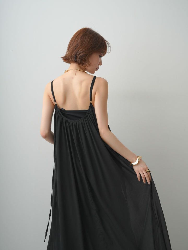 [予約]センタークロシェレースキャミワンピース/black