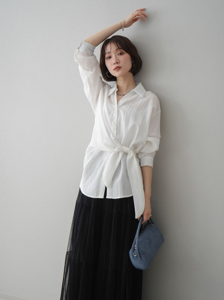 [予約]フロントアシンメトリーブラウス/white