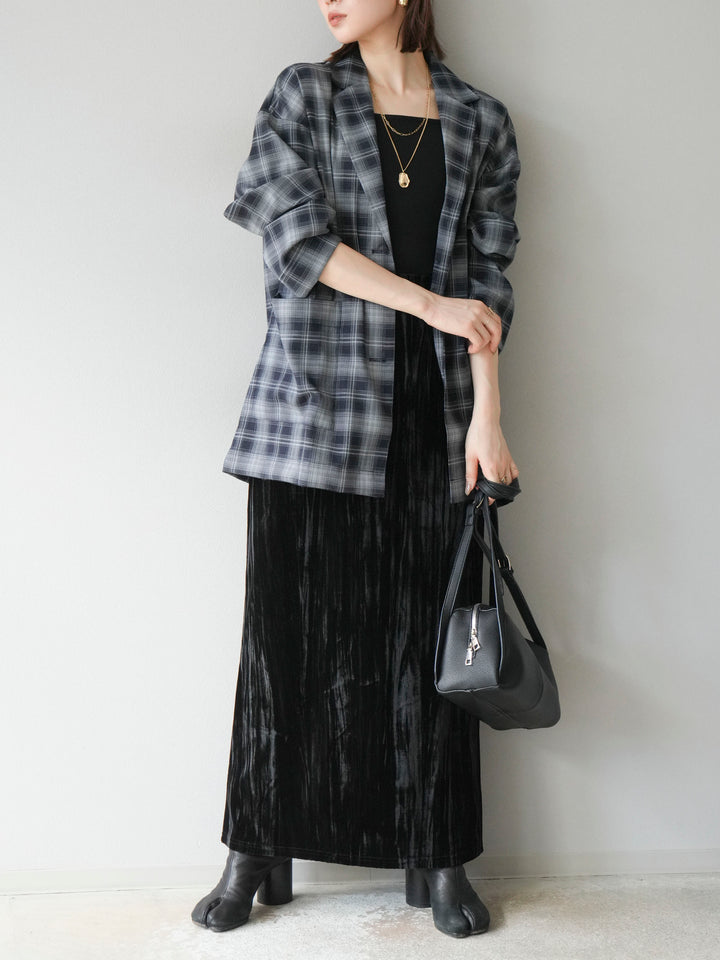 [予約]チェックシャツジャケット/ネイビー