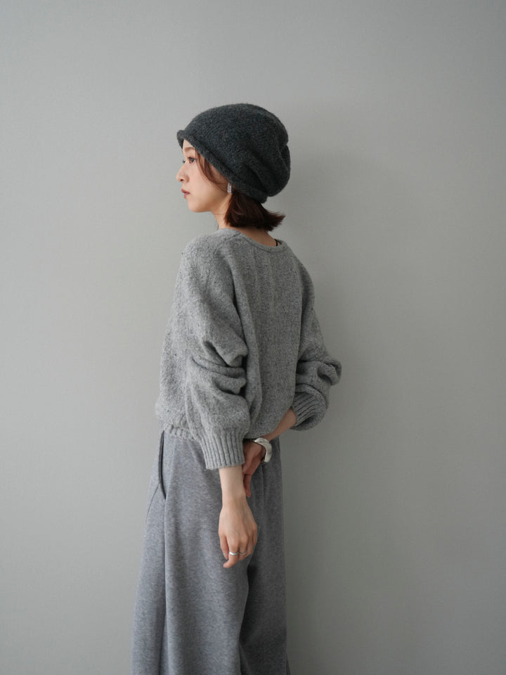 [予約]ツイストネックラメネップヤーンニットプルオーバー/gray