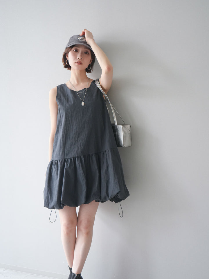 [予約]ドロストバルーンミニワンピース/charcoal