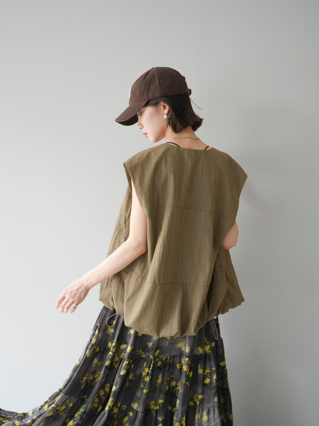 [SET]リネンライクドロストバルーンブルゾン+フラワーワッシャープリーツスカート(2set)