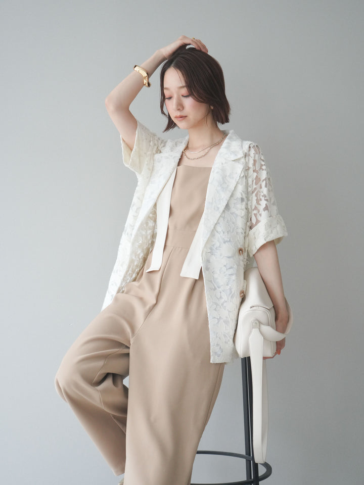 [予約]ショルダーリボンサロペット/beige