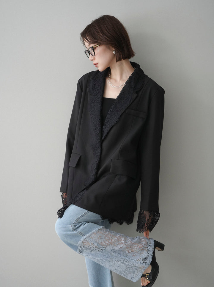 [予約]レースドッキングオーバージャケット/black
