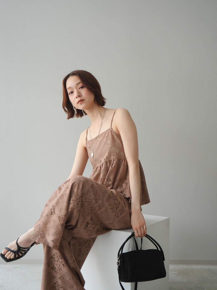 [予約]バックレースアップフレアキャミソール/beige