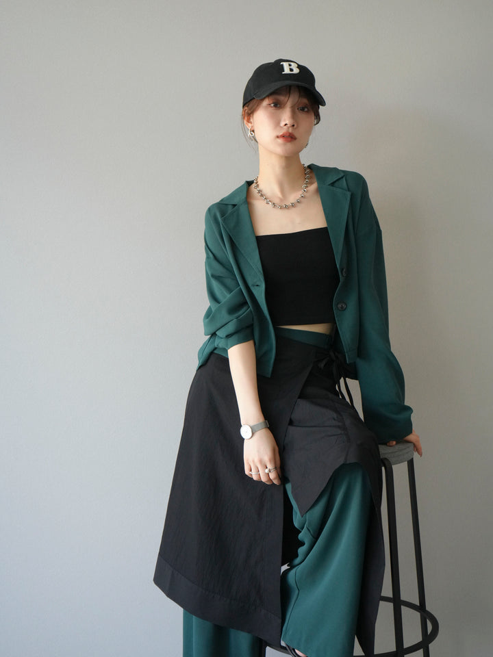 [予約]レーヨンライクショートジャケット/グリーン