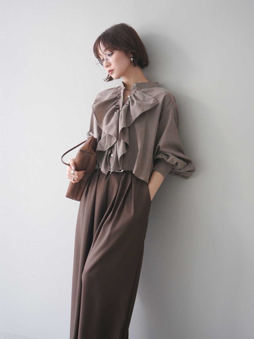 [SET]ラッフルフレアショートブラウス+ラッフルフレアショートブラウス(2set)