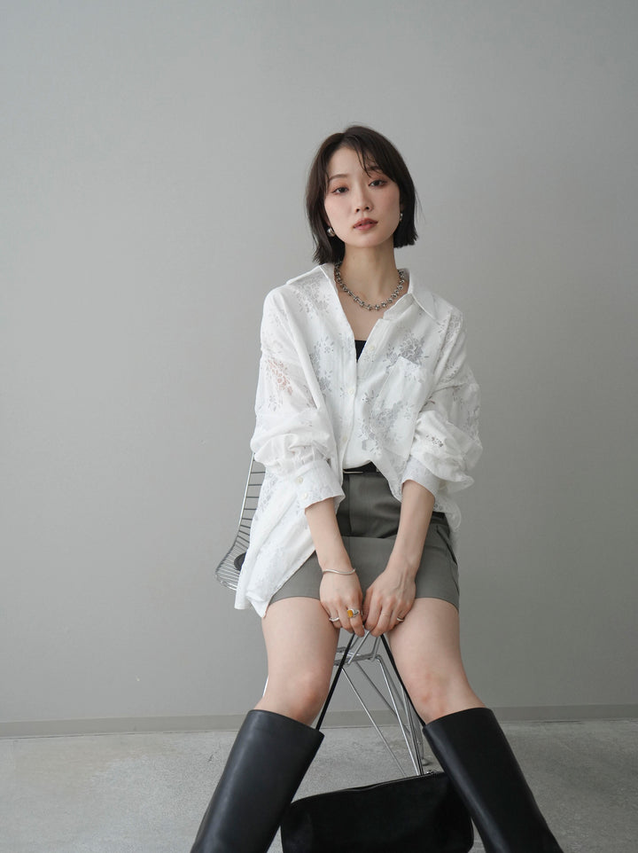 [SET]ジャガードレースオーバーシャツ+選べるアクセセット(2set)