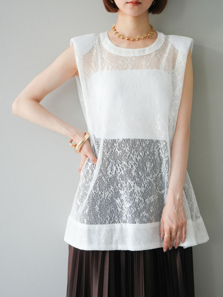 [予約]シャイニーレースプルオーバー/オフホワイト