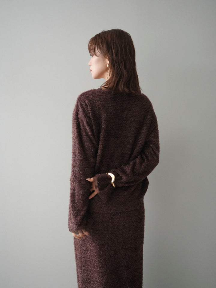 [予約]ラメシャギートップス/brown