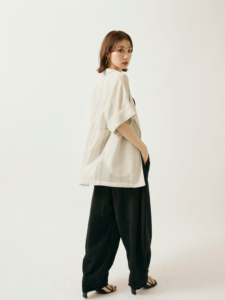 [予約]リネンライクベイカーバルーンパンツ/ブラック