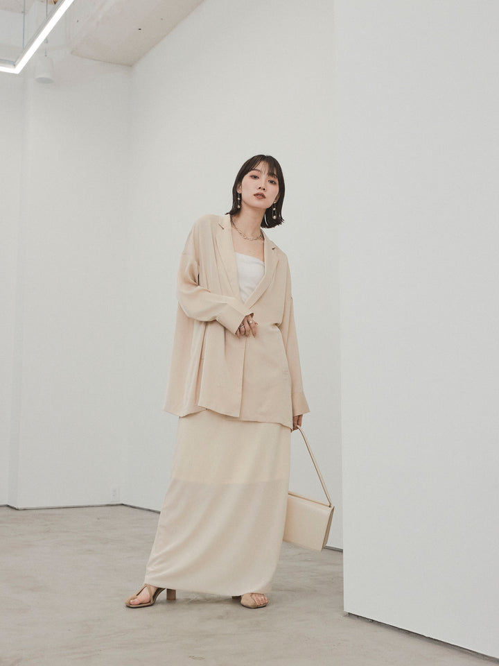 [SET] 霧面緞面外套 + 天鵝絨半身裙 (2set)