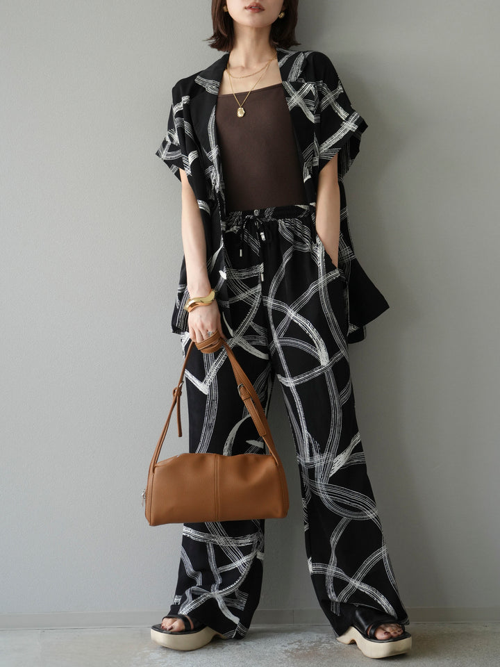 [予約]サークル柄ハーフジャケット/ブラック