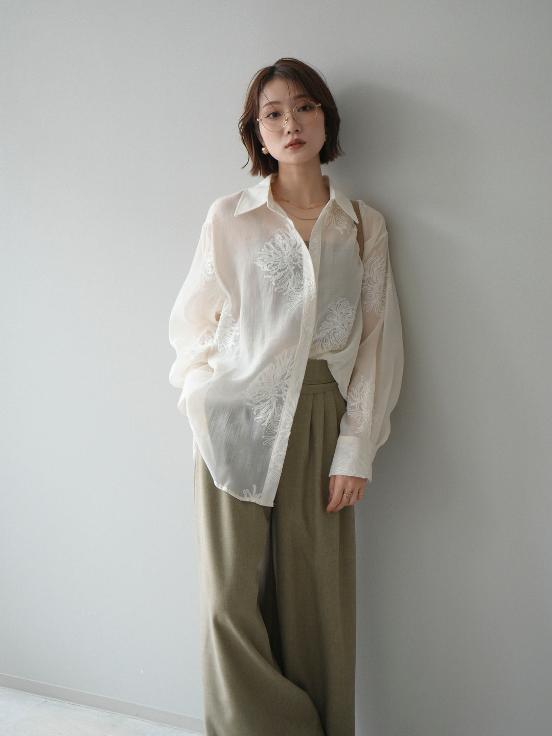 [予約]シアーエンブロイダリーシャツ/ivory