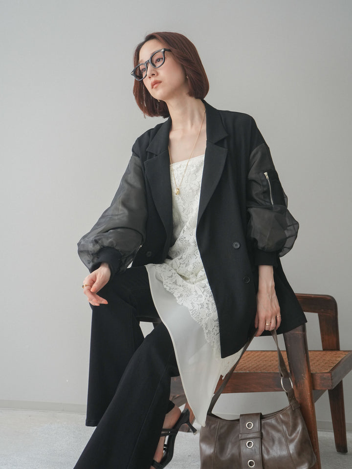 [予約]MA-1ドッキングデザインジャケット/blackkhaki