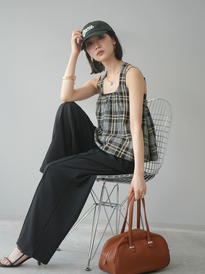 [予約]チェッククロスキャミプルオーバー/ブラック