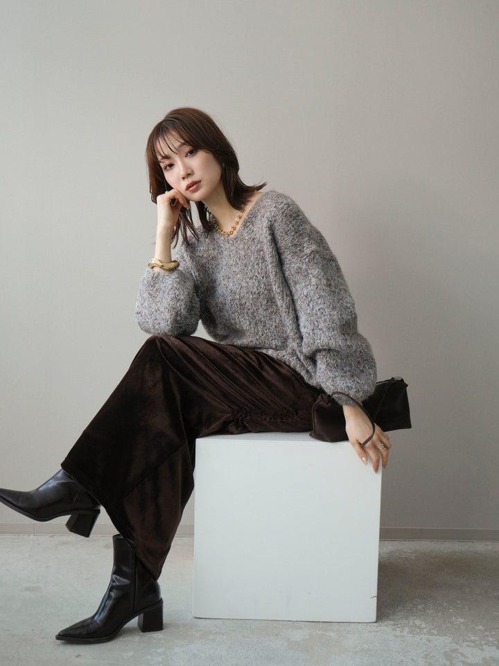 [SET]Vネックミックスヤーンニットプルオーバー+Vネックミックスヤーンニットプルオーバー(2set)