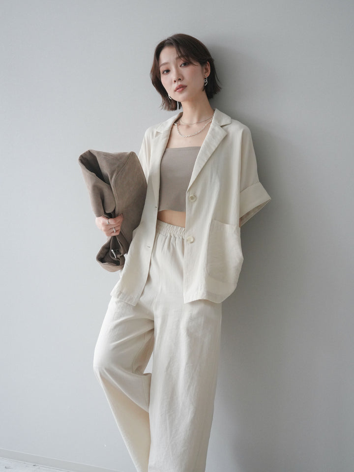 [SET]ハーフスリーブオーバージャケット+リラックスワイドパンツ(2set)