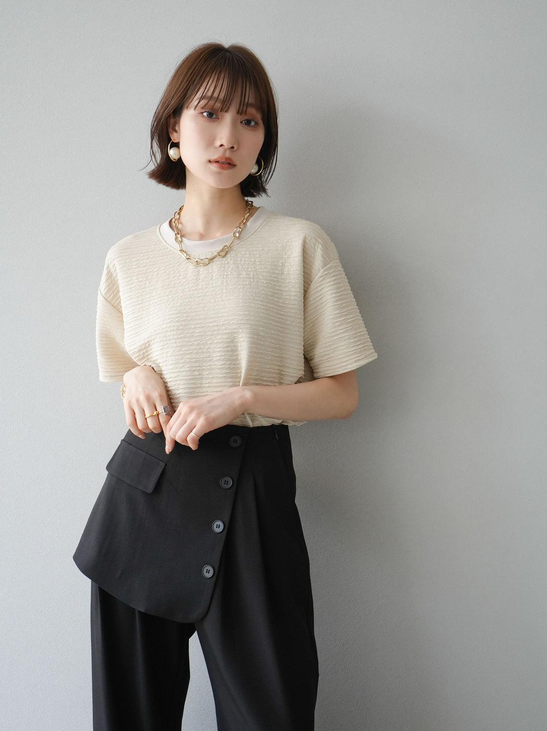 [Pre-order] Stretch lame pullover/beige