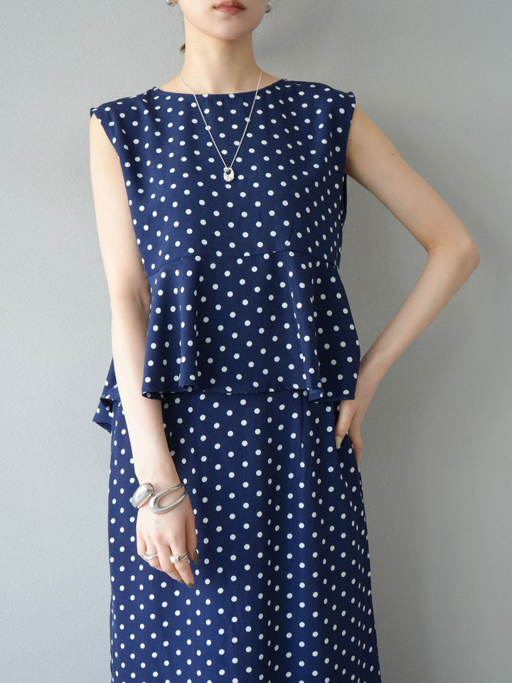 [予約]ドットぺプラムトップス/ネイビー