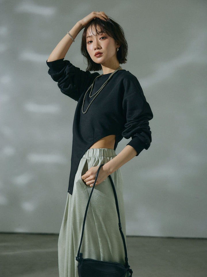 【Allure】[SET]スウェットボディスーツ+ワッシャーサテンタックジョガーパンツ(2set)