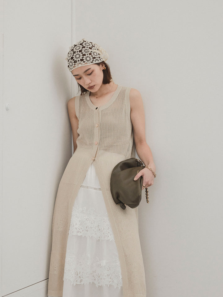 [套裝] 什錦紐扣針織長背心 + 什錦紐扣針織長背心 (2套)