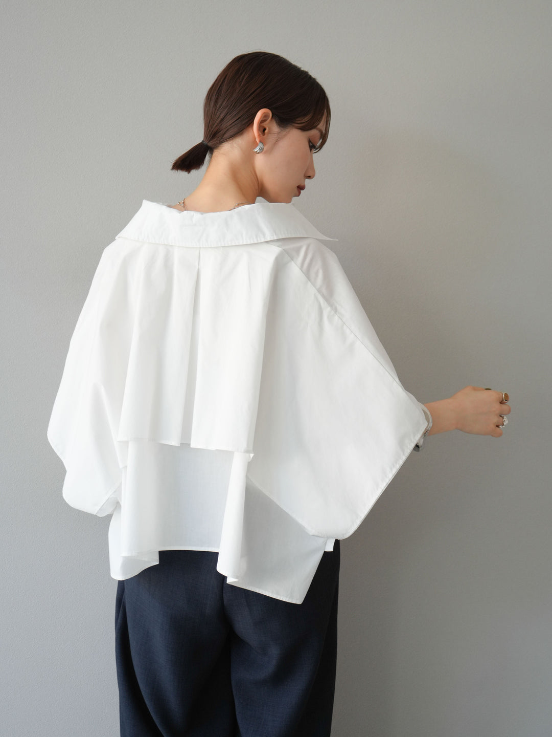 [予約]ポンチョショートシャツ/ホワイト