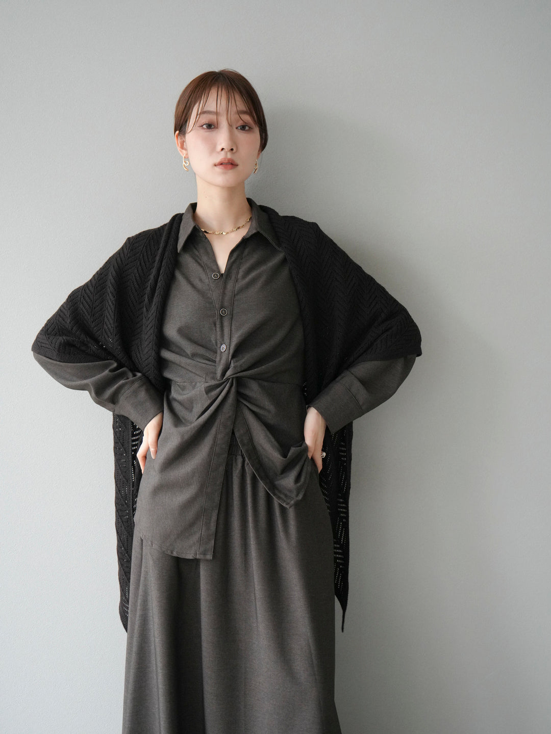 [SET]ツイストデザインシャツ＆スカートSET UP