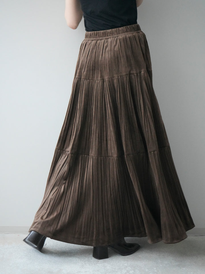 [予約]ベロアティアードワッシャースカート/camel